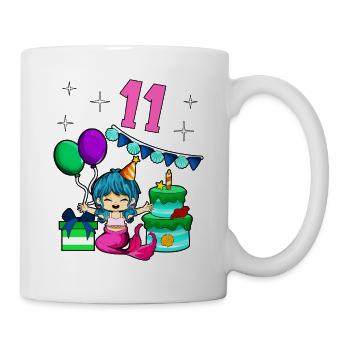 Avec Sirène - Anniversaire de fille 11 ans - Mug blanc - blanc - Droite