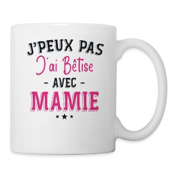 Je Peux Pas J'ai Bêtise Avec Mamie - Mug blanc - blanc - Droite