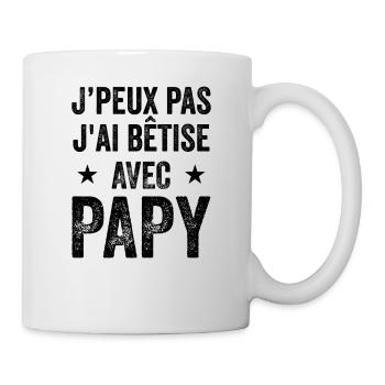 Je Peux Pas J'ai Bêtise Avec Papy - Mug blanc - blanc - Droite