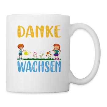 Danke dass du uns beim Wachsen geholfen hast! - Tasse - Weiß - Rechts