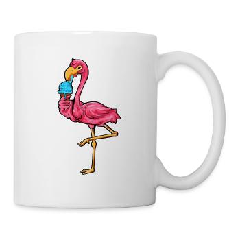 Comic Flamingo genießt Eistüte - Tasse - Weiß - Rechts