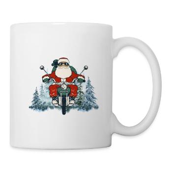 Biker Santa Claus on Motorcycle Funny - Mug - white - Right