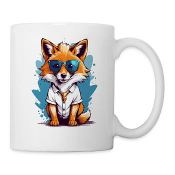 Niedlicher Fuchs mit Sonnenbrille - Tasse - Weiß - Rechts