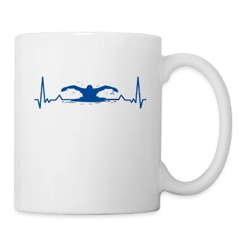 Schwimmer schwimmen Herzschlag Schwimm - Tasse - Weiß - Rechts