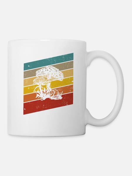Pilz Pilze Steinpilz Fliegenpilz Retro Geschenk - Tasse - Weiß