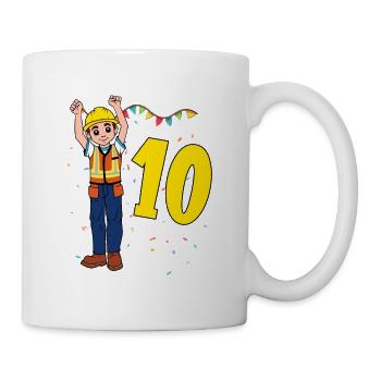 Mit Bauarbeiter - Jungs Geburtstag 10 Jahre - Tasse - Weiß - Rechts