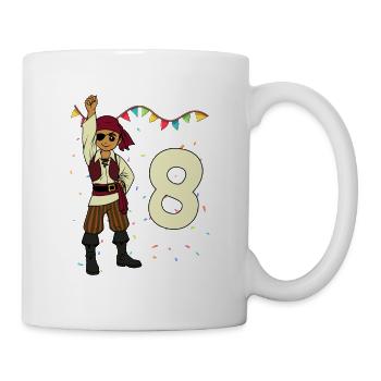Avec Pirate - Anniversaire des garçons 8 ans - Mug blanc - blanc - Droite