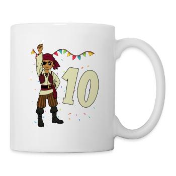 Mit Pirat - Jungs Geburtstag 10 Jahre - Tasse - Weiß - Rechts