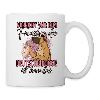 Vorsicht vor dem Frauchen Deutsche Dogge - Tasse - Weiß - Rechts