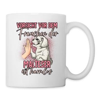 Vorsicht vor dem Frauchen Malteser - Tasse - Weiß - Rechts