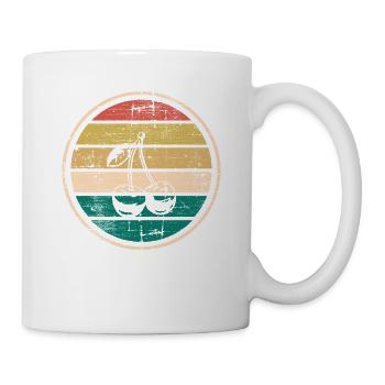 Cherry Fruit Retro Round Fruits Rouge Cadeau - Mug blanc - blanc - Droite