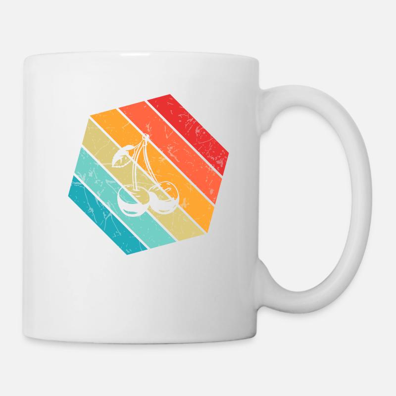 Kirsche Retro Frucht Obst Kirschen - Tasse - Weiß