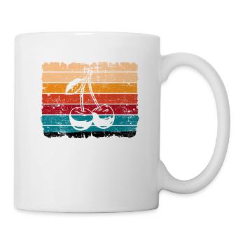 Cherry Fruit Retro Round Fruits Rouge Cadeau - Mug blanc - blanc - Droite