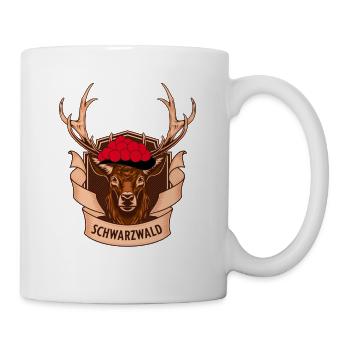 Schwarzwald Bollenhut Hirsch Motive - Traditionell - Tasse - Weiß - Rechts