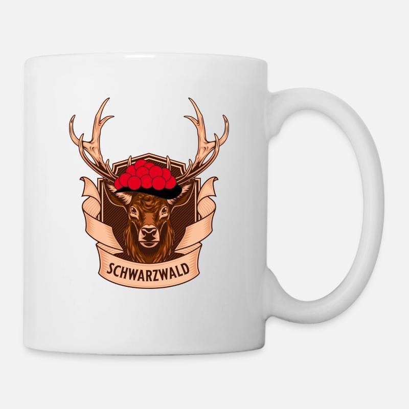 Schwarzwald Bollenhut Hirsch Motive - Traditionell - Tasse - Weiß