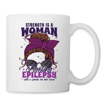 Strength Is A Woman Fighting Epilepsy Bandana - Mug - white - Right