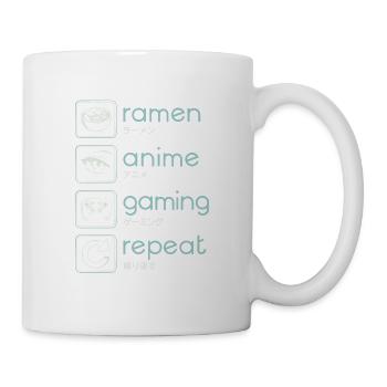 Ramen, Anime, Gaming, Repeat! - Tasse - Weiß - Rechts