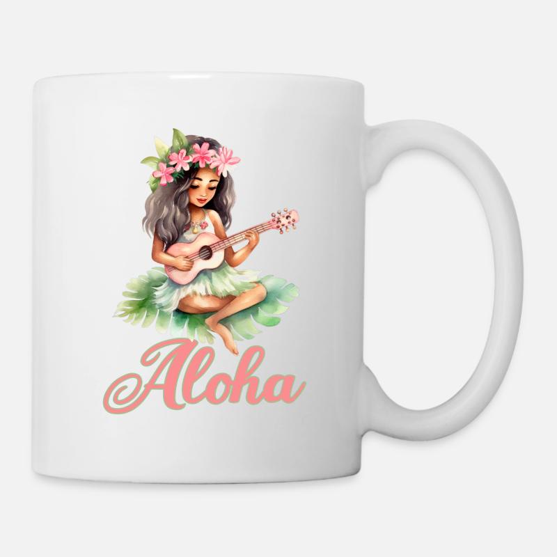 Urlaub Polynesier Strand Ukulele - Tasse - Weiß