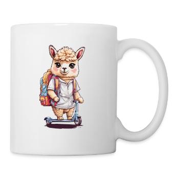 Élève en alpaga avec scooter premier jour de conception scolaire - Mug blanc - blanc - Droite
