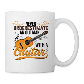 Alter Mann mit einer Gitarre | Akustische Gitarre - Tasse - Weiß - Rechts