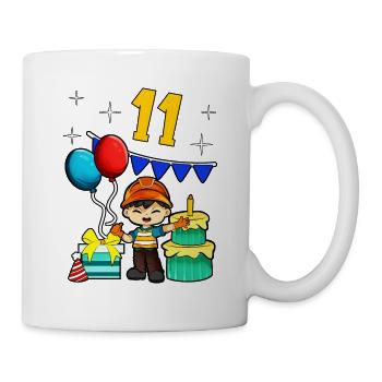 Avec ouvrier de la construction - anniversaire des garçons 11 ans - Mug blanc - blanc - Droite