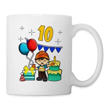 Mit Bauarbeiter - Jungs Geburtstag 10 Jahre - Tasse - Weiß - Rechts