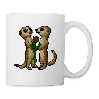 Pixel motif, cute meerkats in love - Mug - white - Right