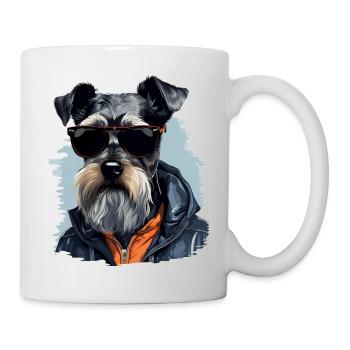 Streetwear Whiskers: miniature schnauzer style - Mug - white - Right