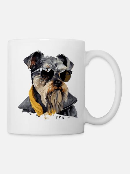 Streetwear Whiskers: miniature schnauzer style - Mug - white
