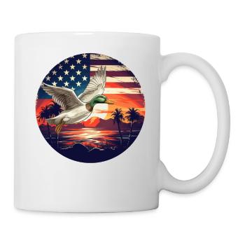 American Flag Sunset Flying Mallards Duck Hunting - Mug - white - Right