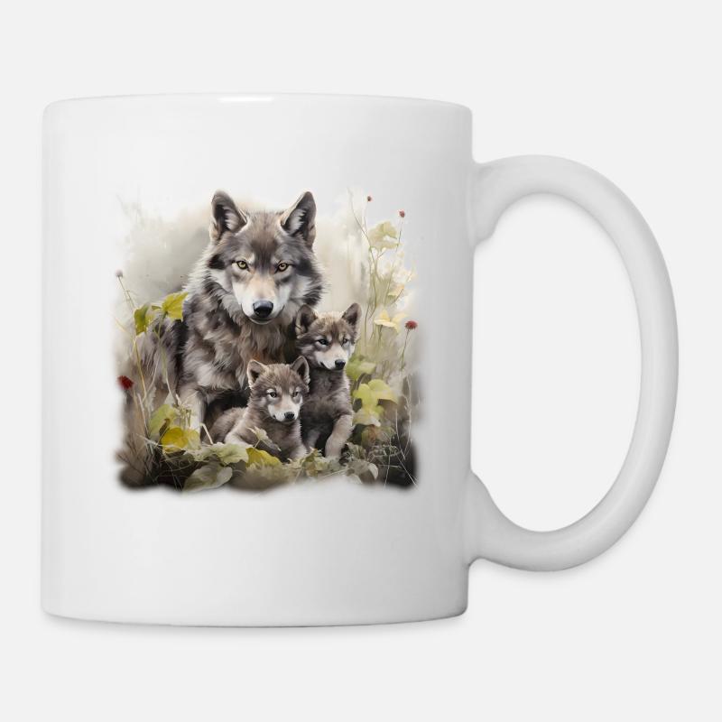 Wolfmother with two Cubs - Tasse - Weiß