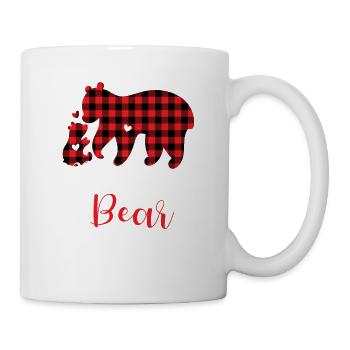 Mama Bear Christmas Family Pajamas Red Checkered - Mug - white - Right