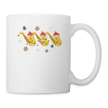 Père Noël Saxophoniste Lumière de Noël - Mug blanc - blanc - Droite