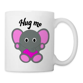 Baby Elefant Umarme mich | Mädchen, Süss, Rosa - Tasse - Weiß - Rechts