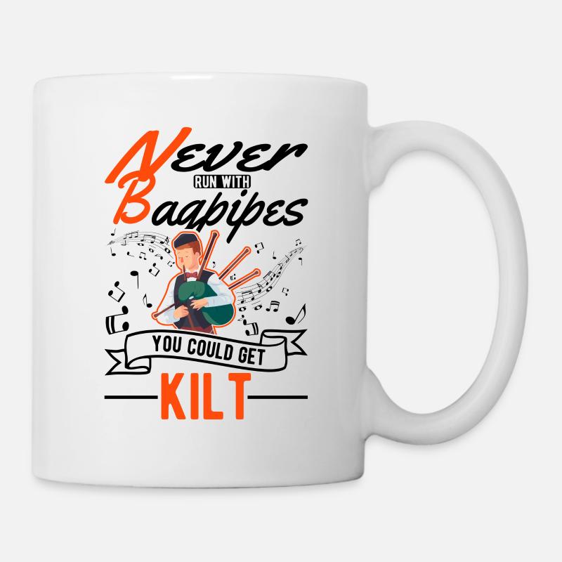 Kør aldrig med sækkepiber Du kan få Kilt - Kop/krus - hvid