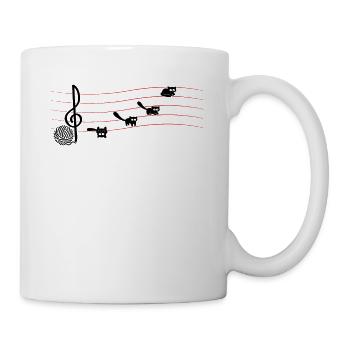 Garn Niedliche Katze Auf Musiknoten Musiker - Tasse - Weiß - Rechts