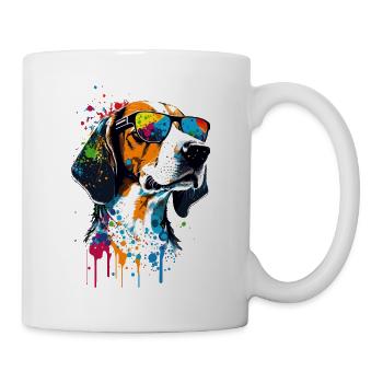 Foxhound américain coloré avec des lunettes de soleil - Mug blanc - blanc - Droite