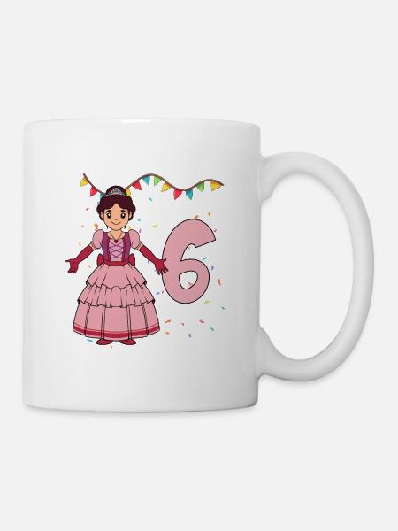 Mit Prinzessin - Mädchen Geburtstag 6 Jahre - Tasse - Weiß