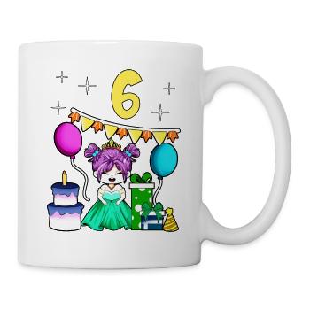 Mit Prinzessin - Mädchen Geburtstag 6 Jahre - Tasse - Weiß - Rechts