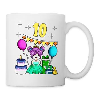 Mit Prinzessin - Mädchen Geburtstag 10 Jahre - Tasse - Weiß - Rechts