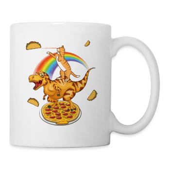 Science Fiction Cat, T-Rex Dinosaur Pizza Dino - Mug - white - Right