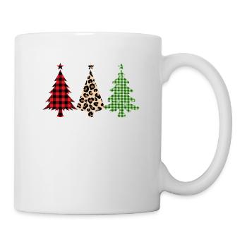 Merry Christmas Buffalo Trees Leopard Plaid Print - Mug - white - Right