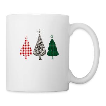 Merry Christmas Buffalo Trees Leopard Plaid Print - Mug - white - Right