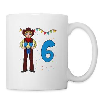 Mit Cowboy - Jungs Geburtstag 6 Jahre - Tasse - Weiß - Rechts