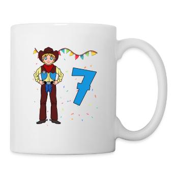 With Cowboy - Boys' Birthday 7 Years - Mug - white - Right