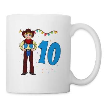 Mit Cowboy - Jungs Geburtstag 10 Jahre - Tasse - Weiß - Rechts