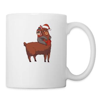 Paresseux chevauche le Père Noël de Noël Llama - Mug blanc - blanc - Droite