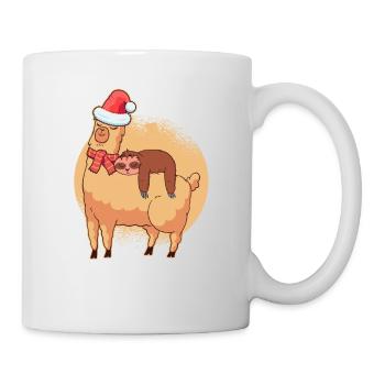 Paresseux chevauche le Père Noël de Noël Llama - Mug blanc - blanc - Droite