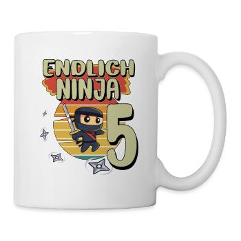 Ritter & Drache Geburtstagsmotiv 5 Jahre Jungen - Tasse - Weiß - Rechts