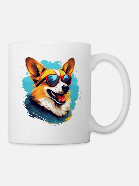 Bunter Corgi mit Sonnenbrille Hundeliebhaber - Tasse - Weiß
